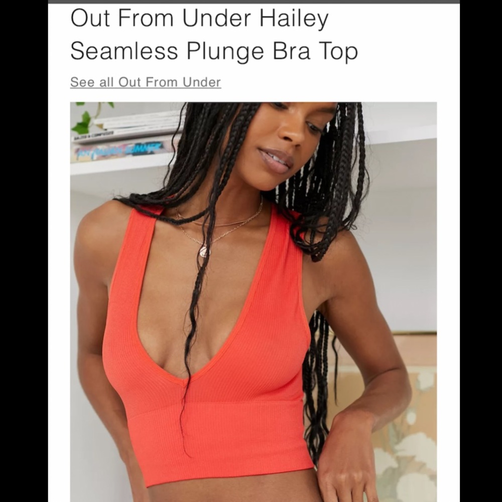 Urban Outfitters - Out From Under Hailey Seamless Plunging Bra Top - sz S, red